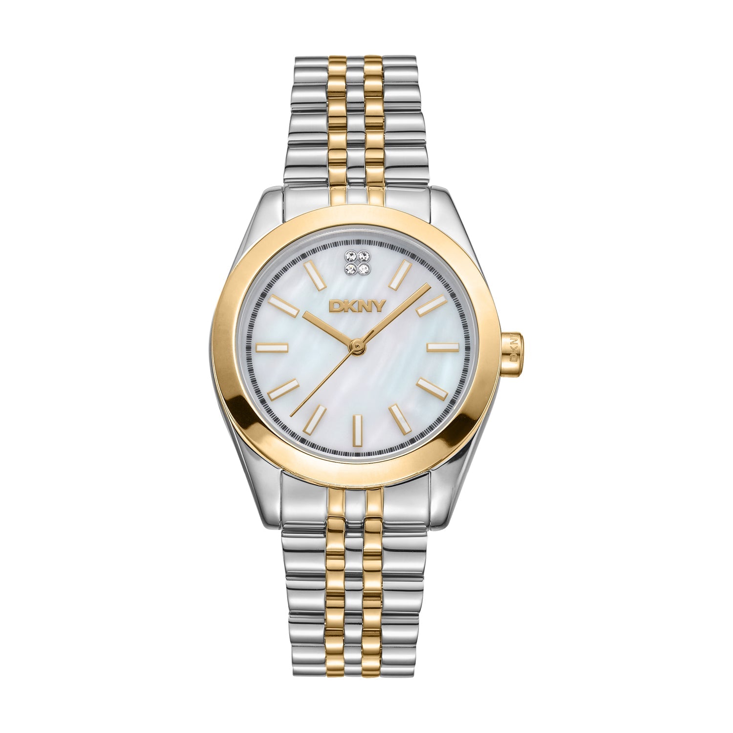 DKNY Notlia Midi Two Tone Stainless Steel Mother of Pearl Watch
