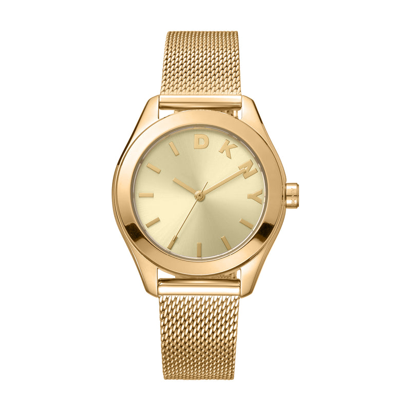 DKNY Astoria Logo Champagne Dial Stainless Steel Watch DK1L032M0025