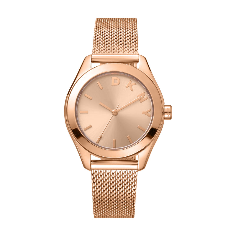 DKNY Astoria Logo Rose Gold Dial Stainless Steel Watch DK1L032M0035