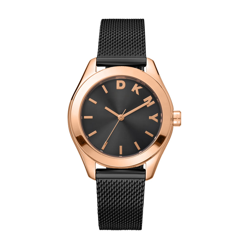DKNY Astoria Logo Black Dial Stainless Steel Watch DK1L032M0065