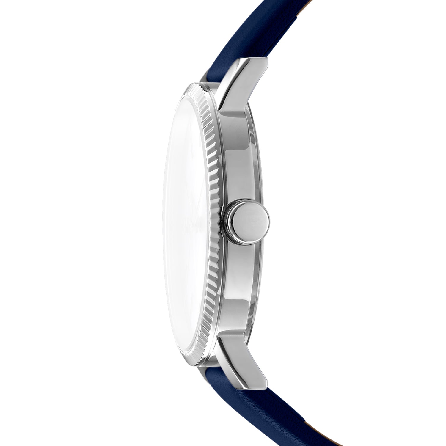 DKNY Soho Maxi Silver Dial Blue Leather Strap Watch DK1L034L0015