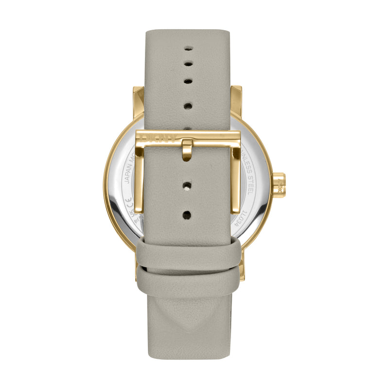 DKNY Soho Maxi Silver Dial Grey Leather Strap Watch DK1L034L0025