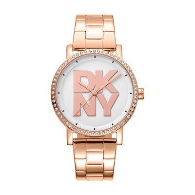 DKNY Soho Logo Silver Dial Stainless Steel Watch DK1L035M0065