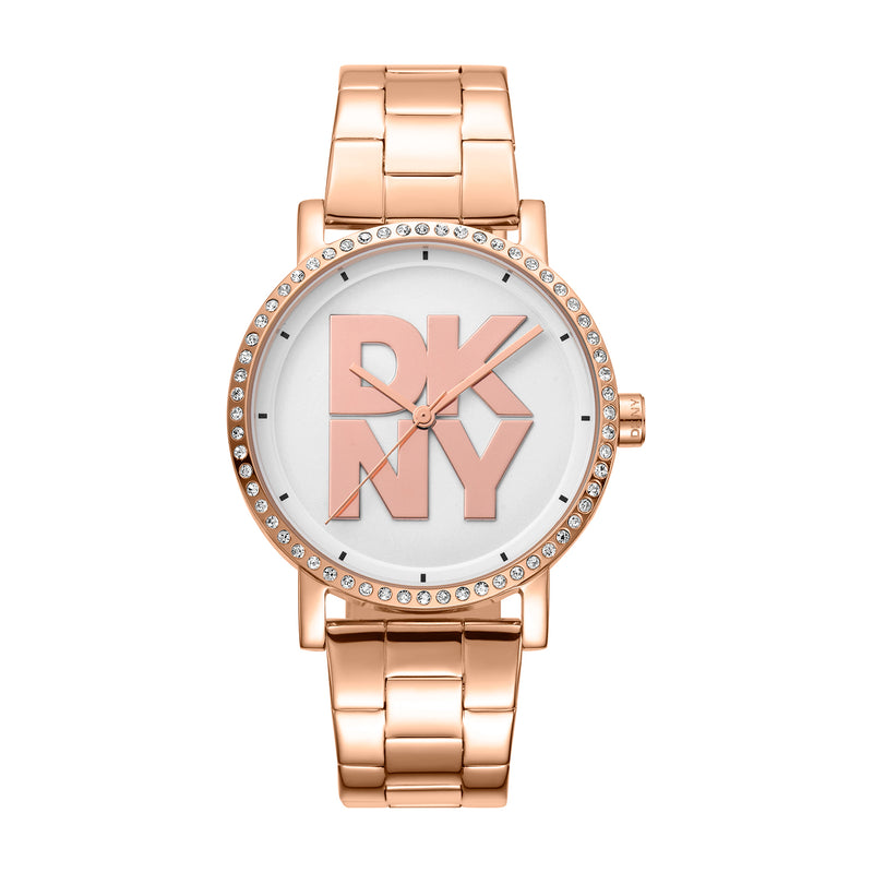 DKNY Soho Logo Silver Dial Stainless Steel Watch DK1L035M0065