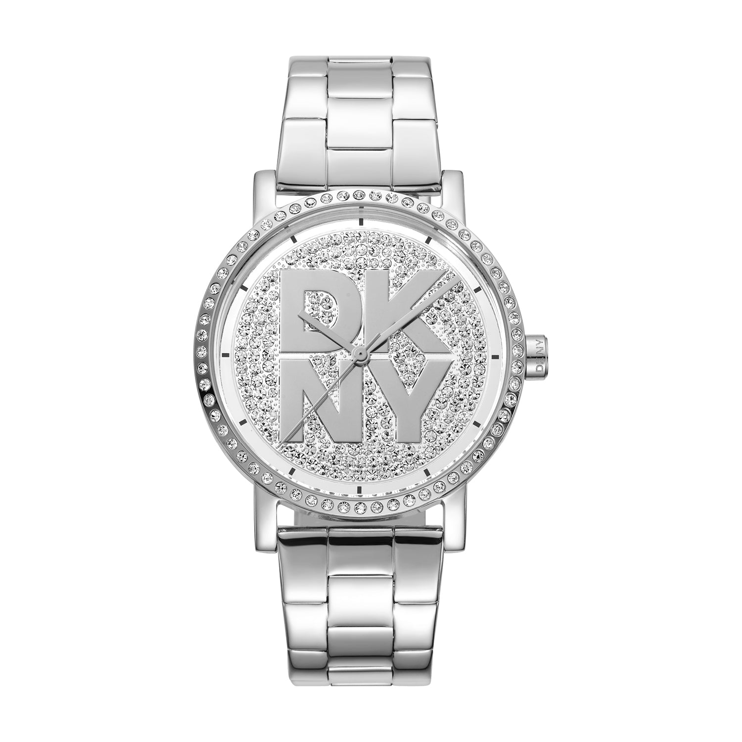 DKNY Soho Logo Silver Stainless Steel 36mm Womens Watch Modern