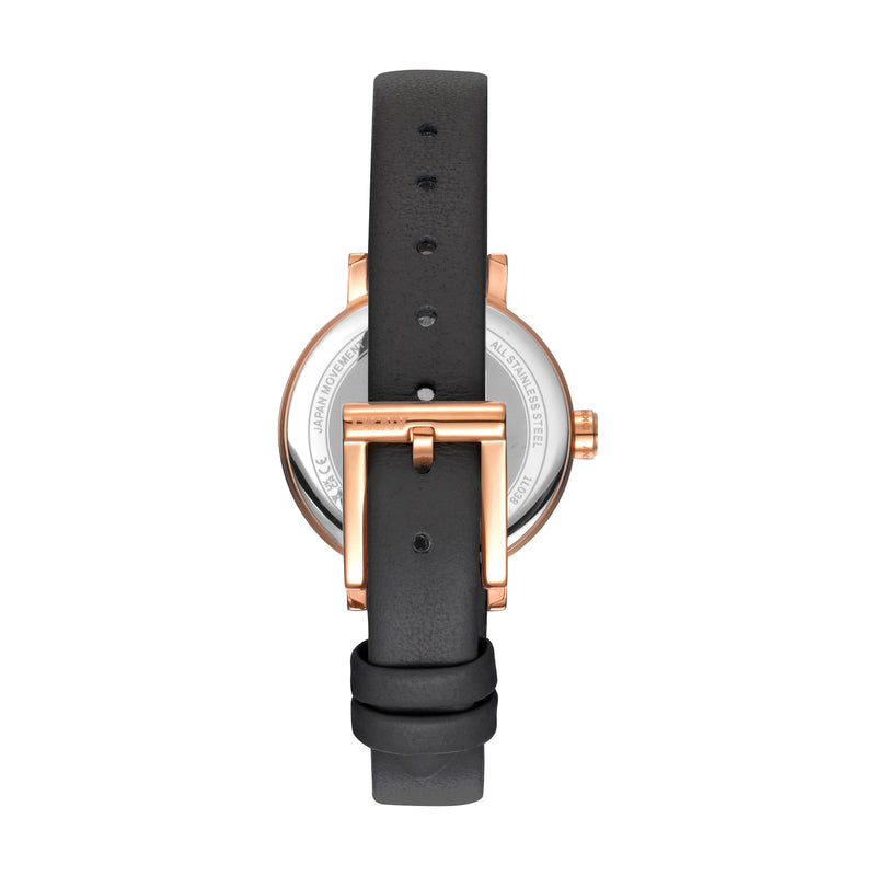 DKNY Soho Glitz Silver Dial Black Leather Strap Watch DK1L038L0035