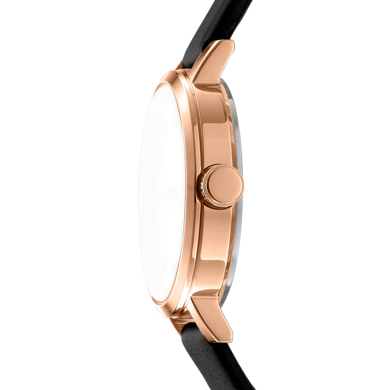 DKNY Soho Glitz Silver Dial Black Leather Strap Watch DK1L038L0035