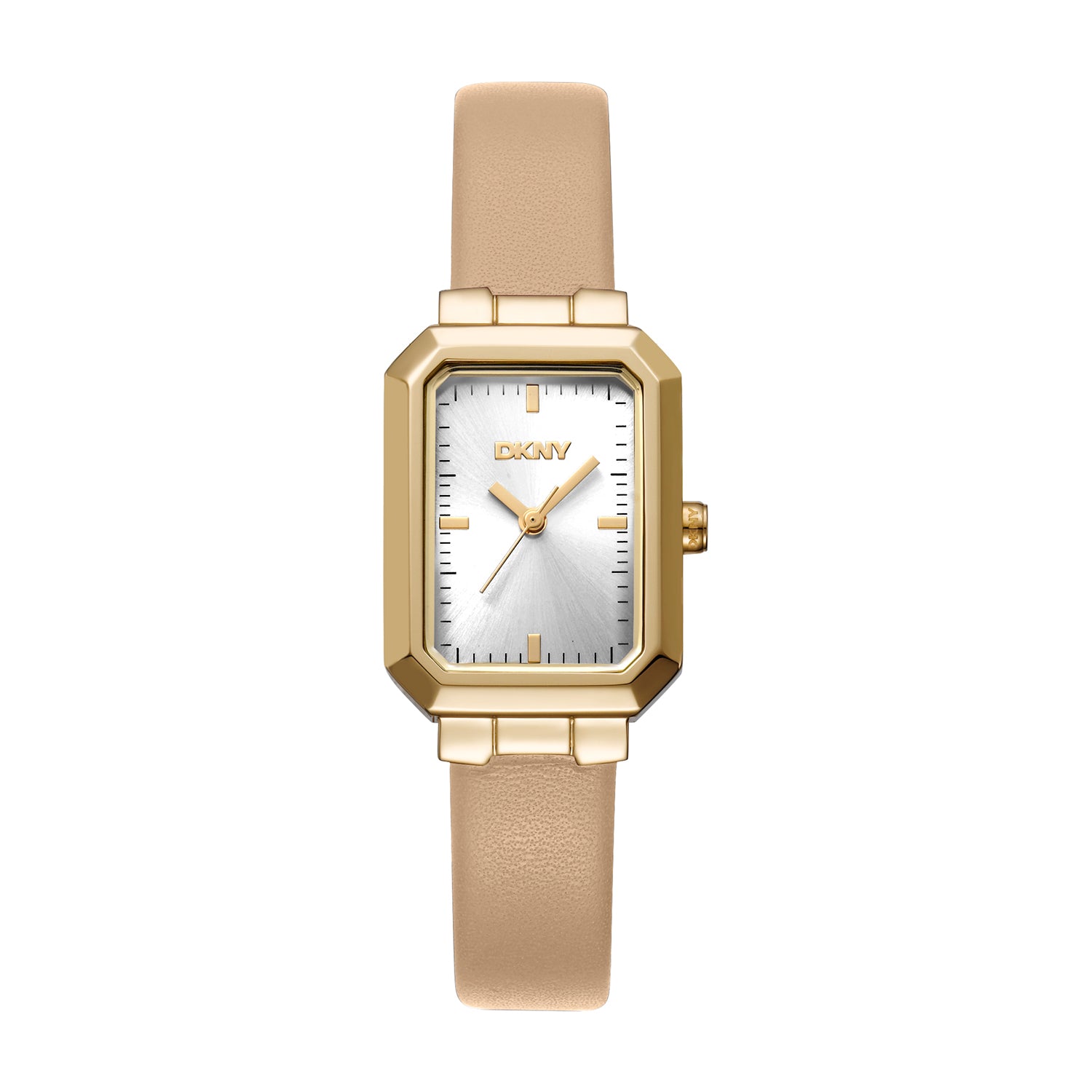 DKNY Uptown Midi Silver Dial Beige Leather Strap Watch DK1L076L0025