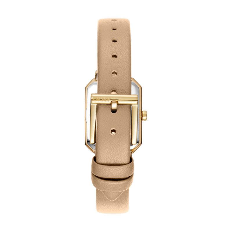 DKNY Uptown Midi Silver Dial Beige Leather Strap Watch DK1L076L0025