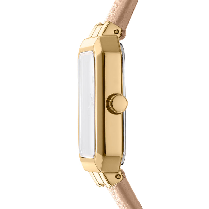 DKNY Uptown Midi Silver Dial Beige Leather Strap Watch DK1L076L0025