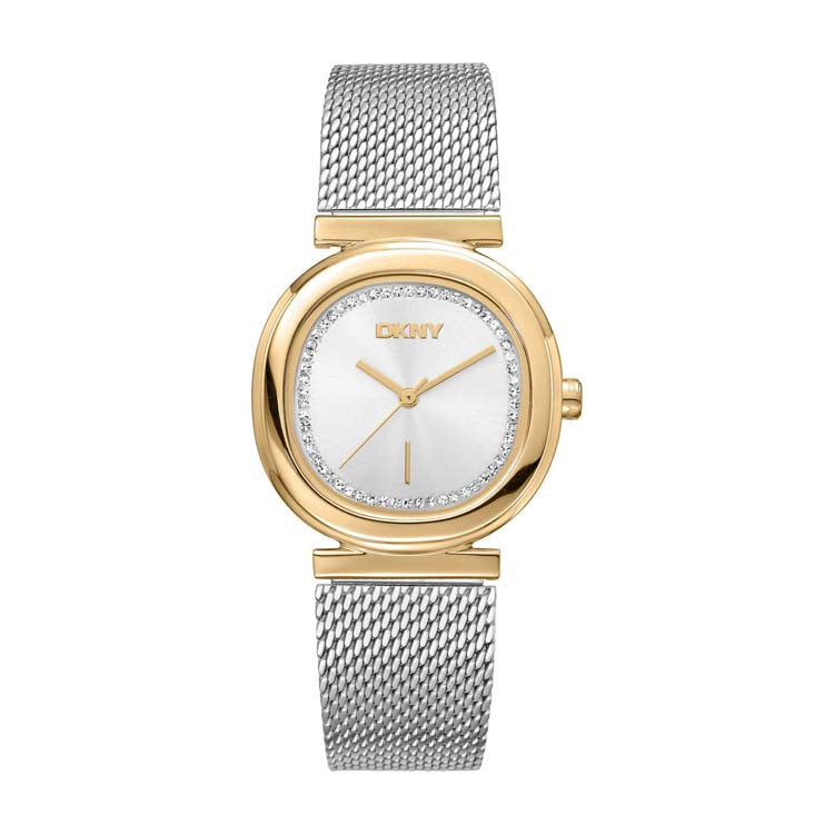 DKNY Womens Two Tone Stainless Steel 30mm Elegant Dress Watch