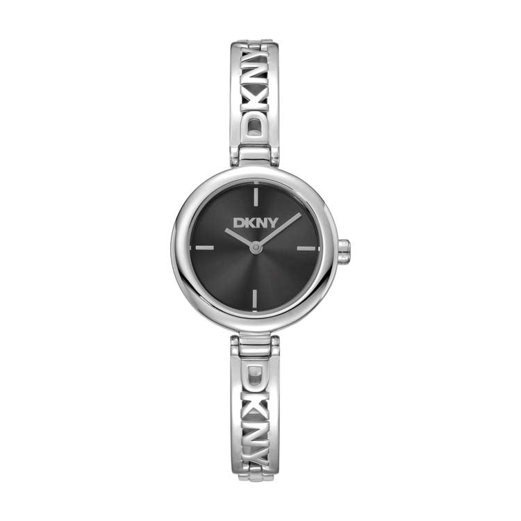 DKNY Silver Stainless Steel Womens Watch Black Dial 26mm Modern