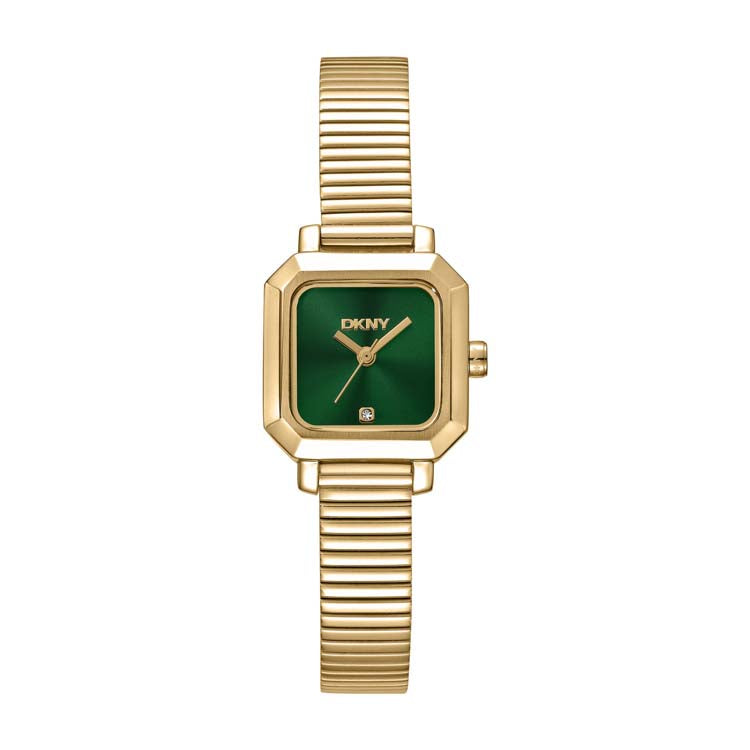 DKNY Gold Stainless Steel Watch for Women Dark Green Dial Modern
