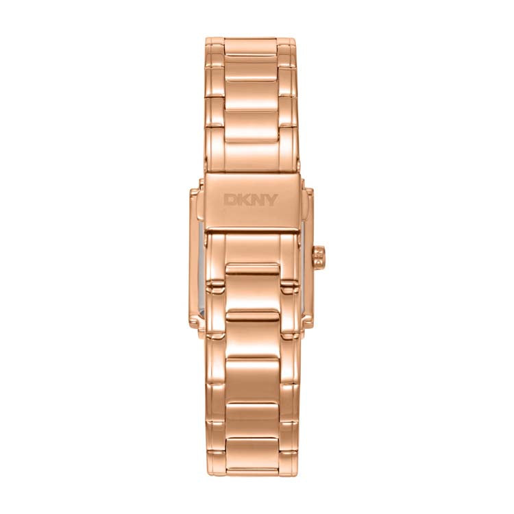 DKNY Rose Gold Stainless Steel Womens Watch Silver Dial 23x30mm