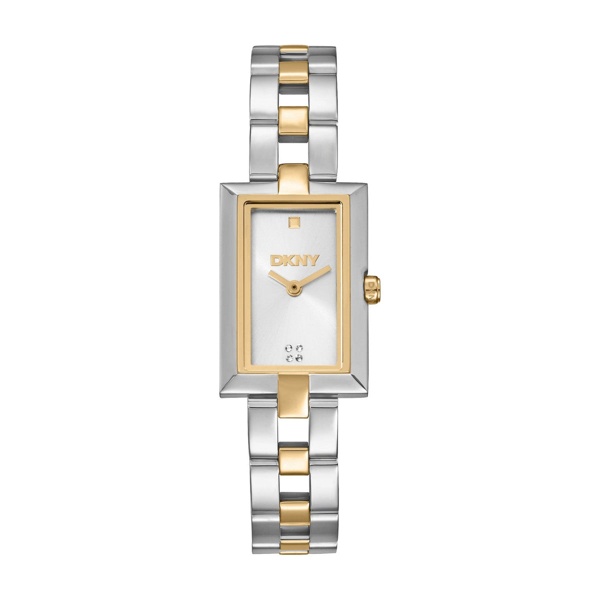 DKNY Signature Shape Silver Dial Two Tone Steel Womens Watch DK1L151M0075 front packshot