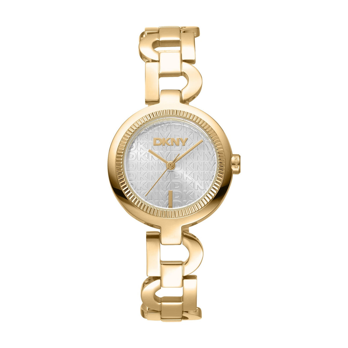 DKNY Open Link Gold 28mm Silver Dial Womens Watch DK1L162M0035