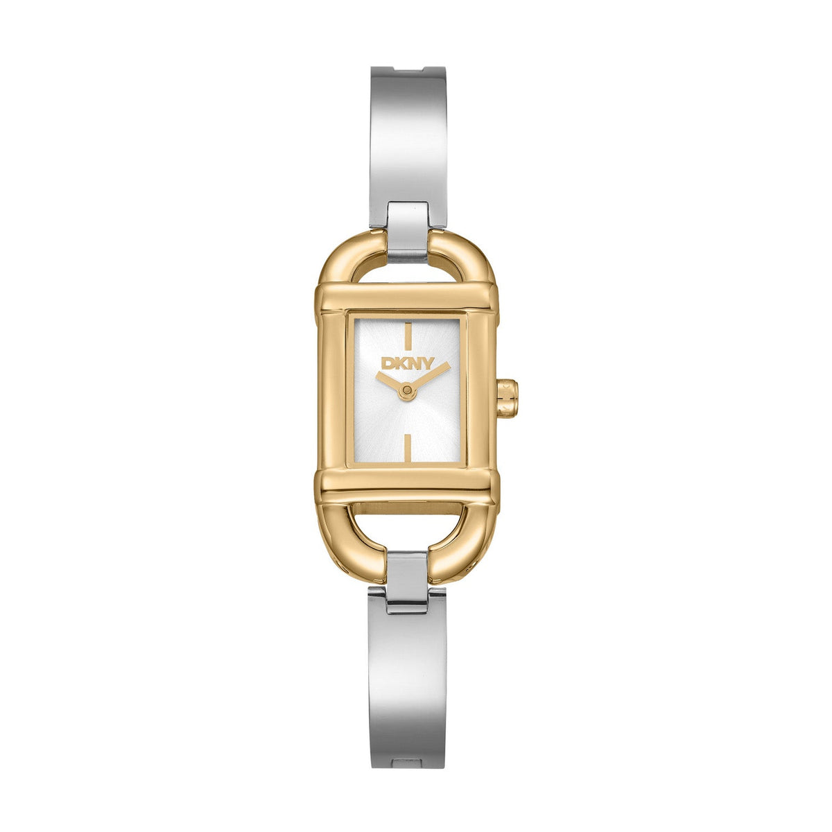 DKNY Signature Shape Silver Dial Two Tone Steel Womens Watch DK1L179M0255 front packshot
