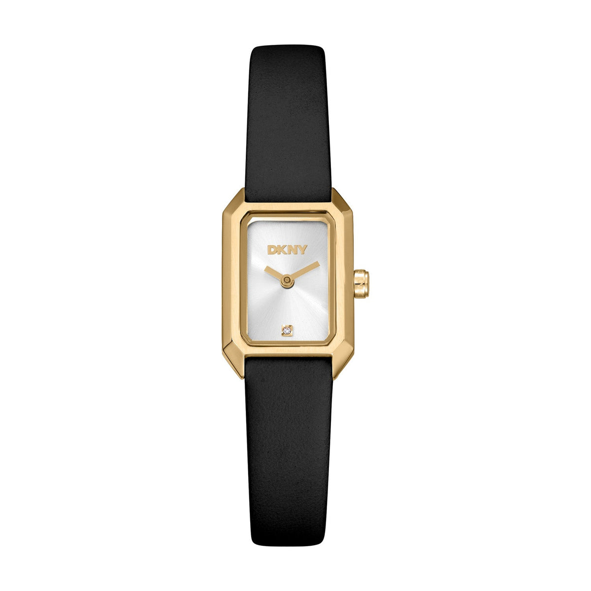 DKNY Signature Shape Black Dial Black Leather Womens Watch DK1L180L0025 front packshot