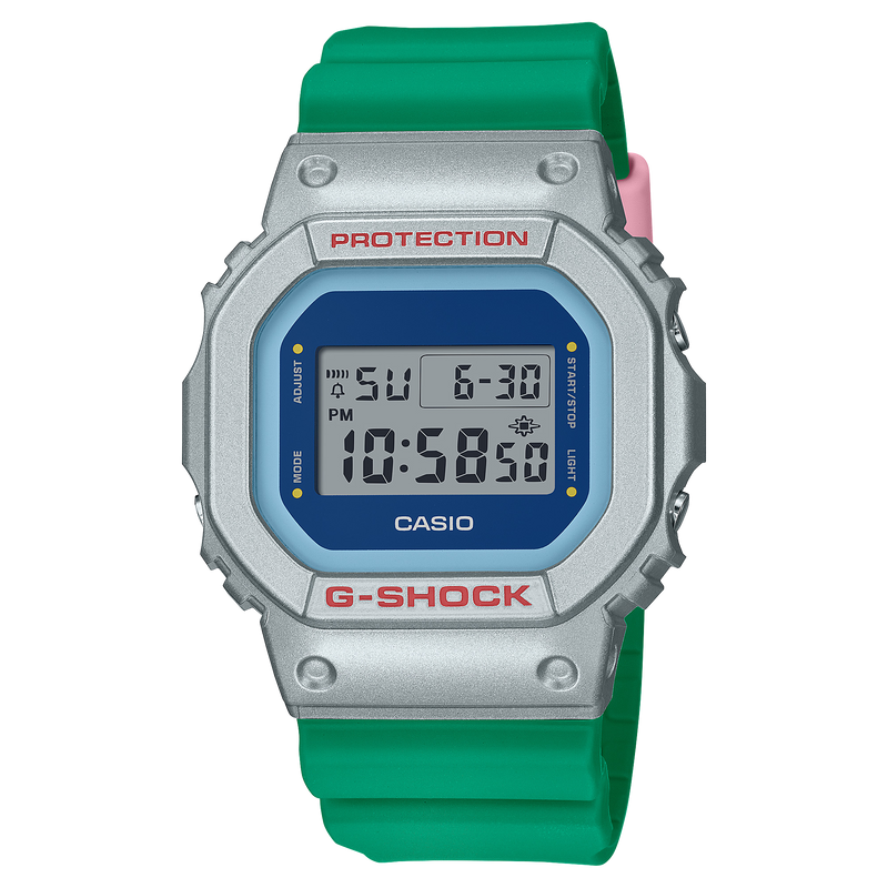 G-Shock Blue Dial Green Resin Band Watch DW5600EU-8A3