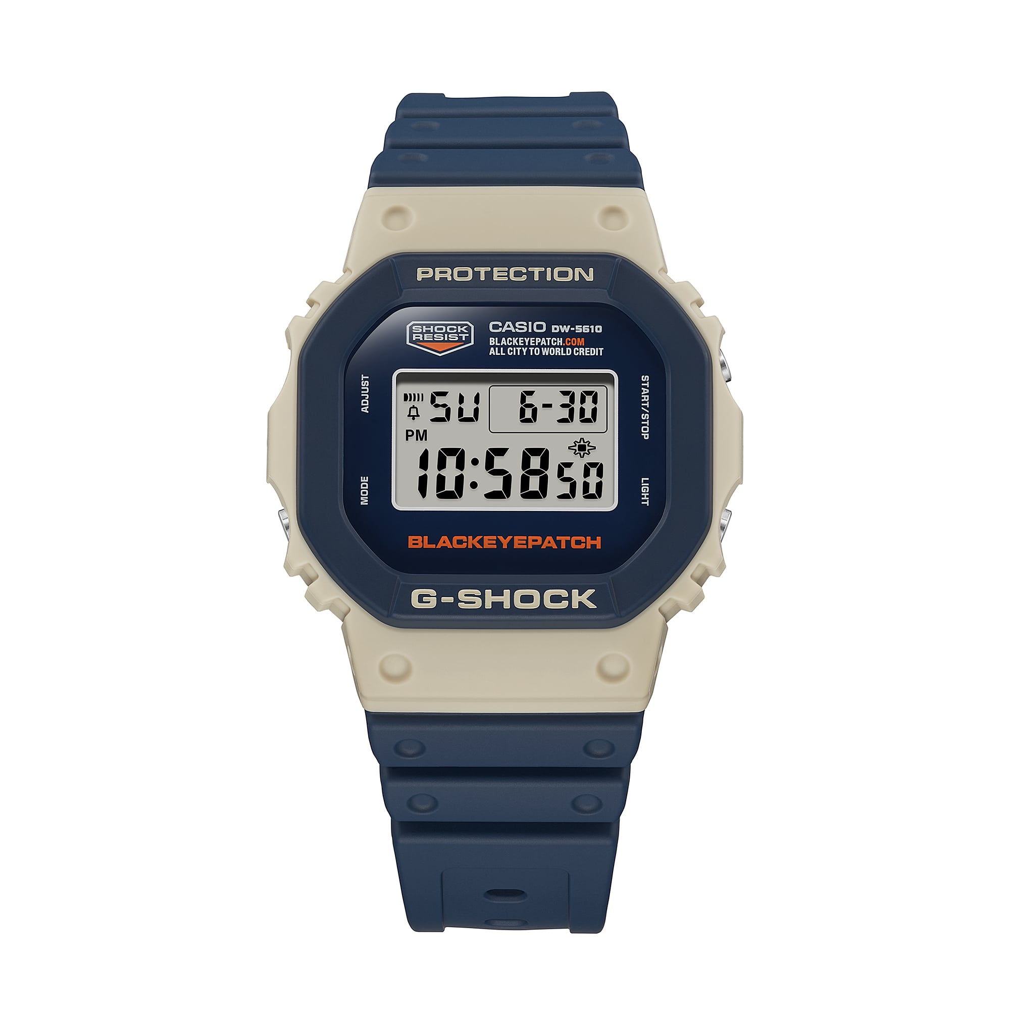 G-Shock Digital Black Eye Patch Blue Resin Band Watch DW5610BEP-2D