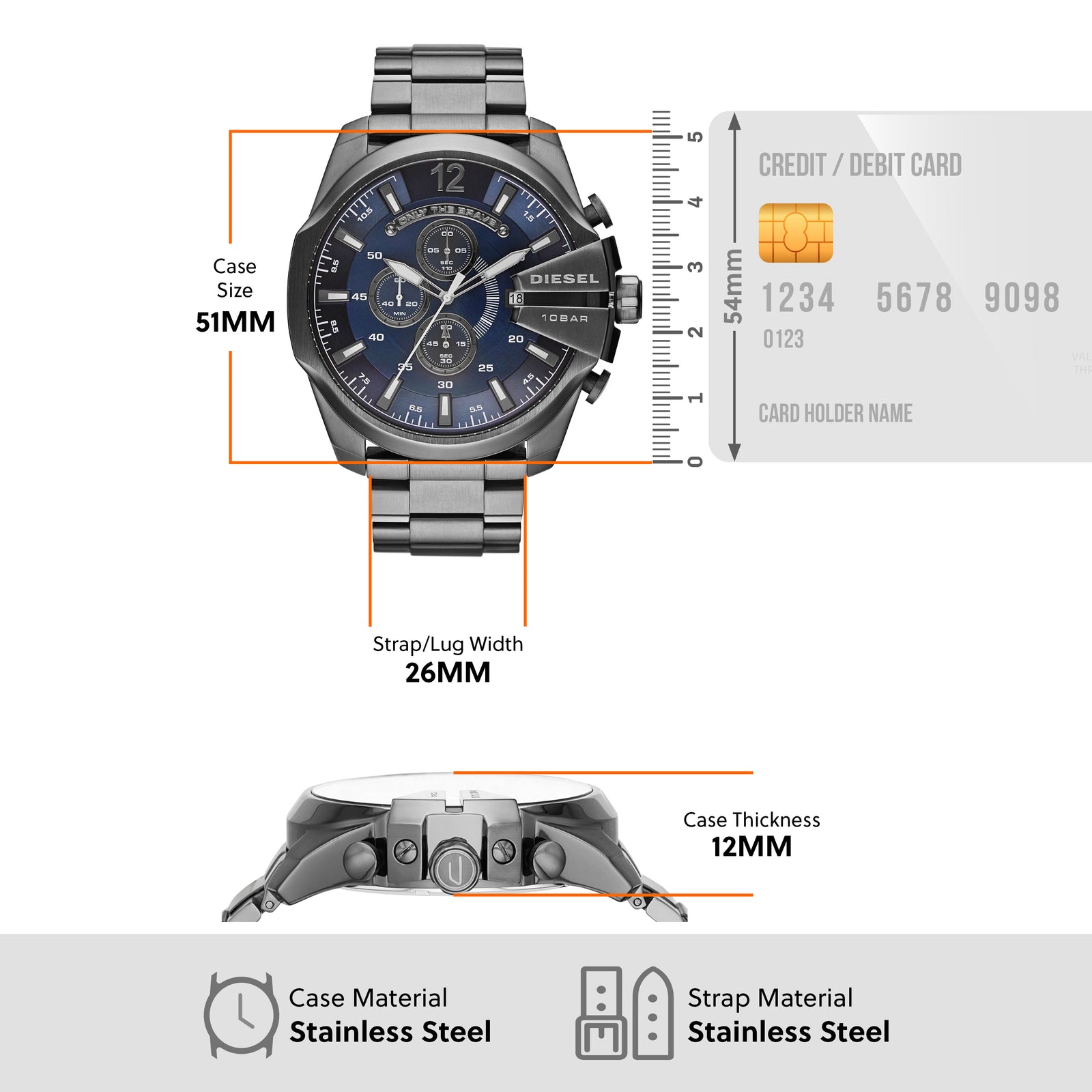 ●超特価・美品・DIESEL QZ ONLY THE BRAVE DZ-4329 Diesel Mens Mega - Walmart.com