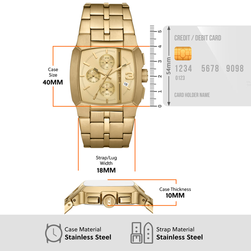 Gold-Tone Diesel Cliffhanger Stainless Steel Chronograph Watch DZ4639