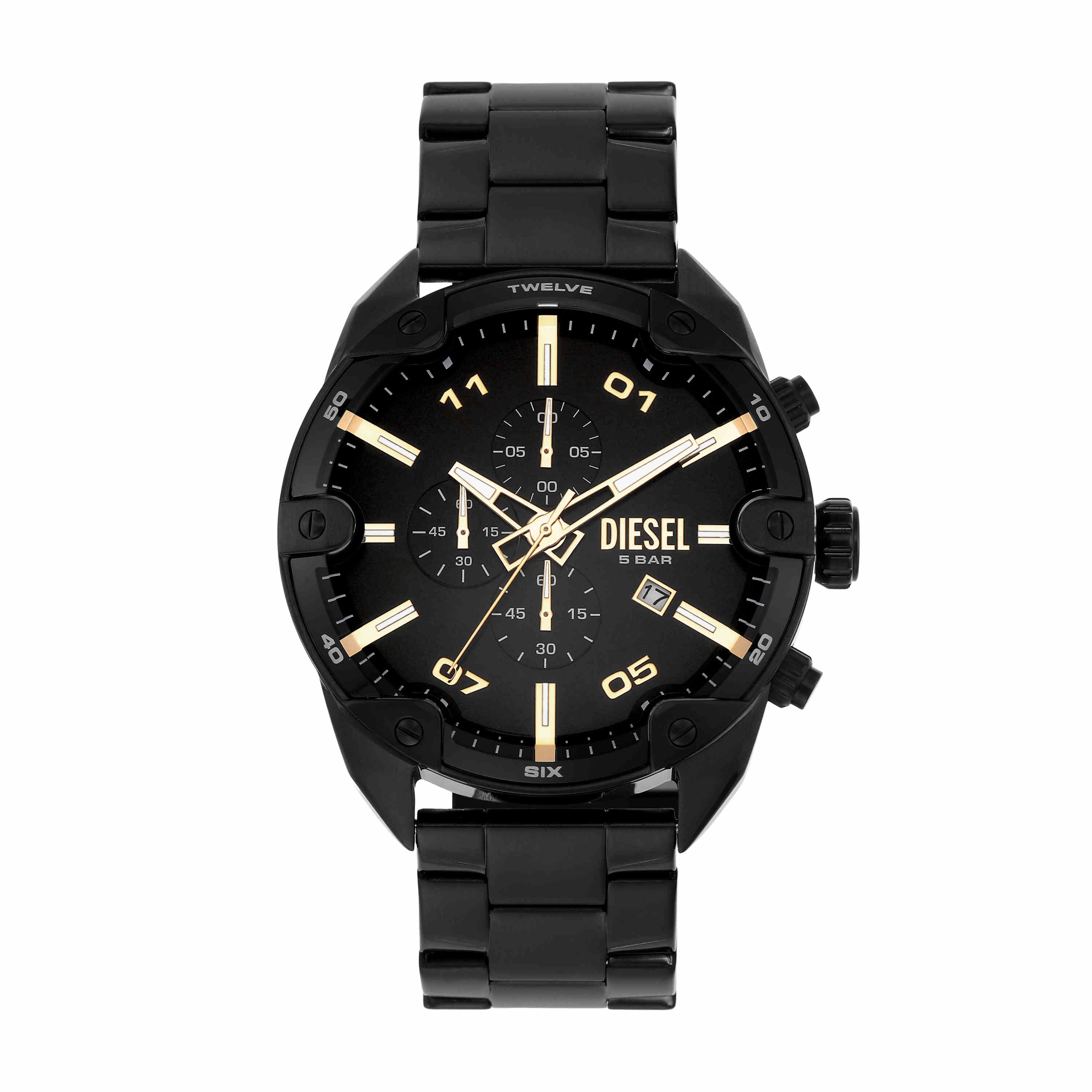 Diesel Spiked Chronograph Black Stainless Steel Watch DZ4644