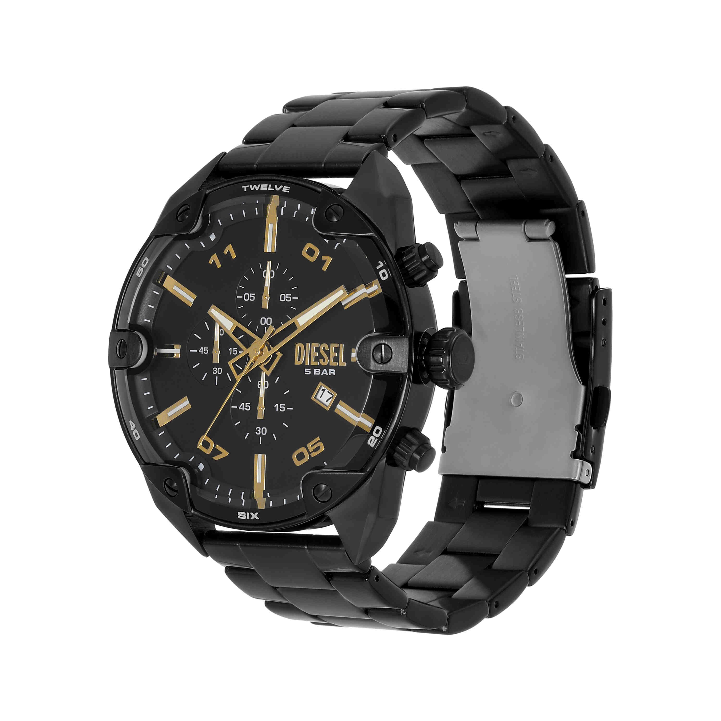 Diesel Spiked Chronograph Black Stainless Steel Watch DZ4644