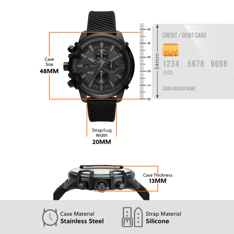 Diesel Griffed Black Dial Chronograph Men's Watch and Bracelet Set DZ4650SET