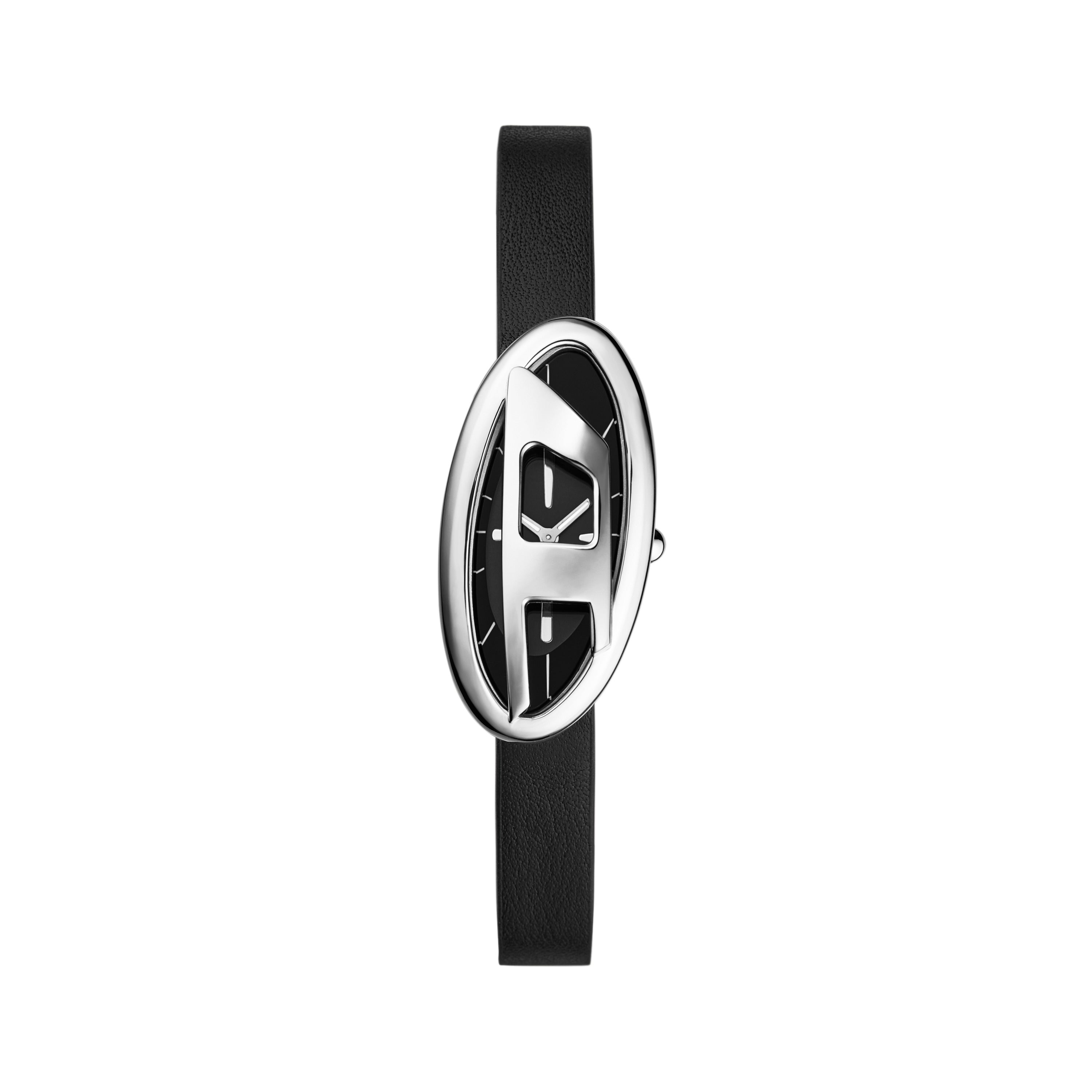 Diesel D-Era Two Hand Black Leather Black Dial Watch DZ5612