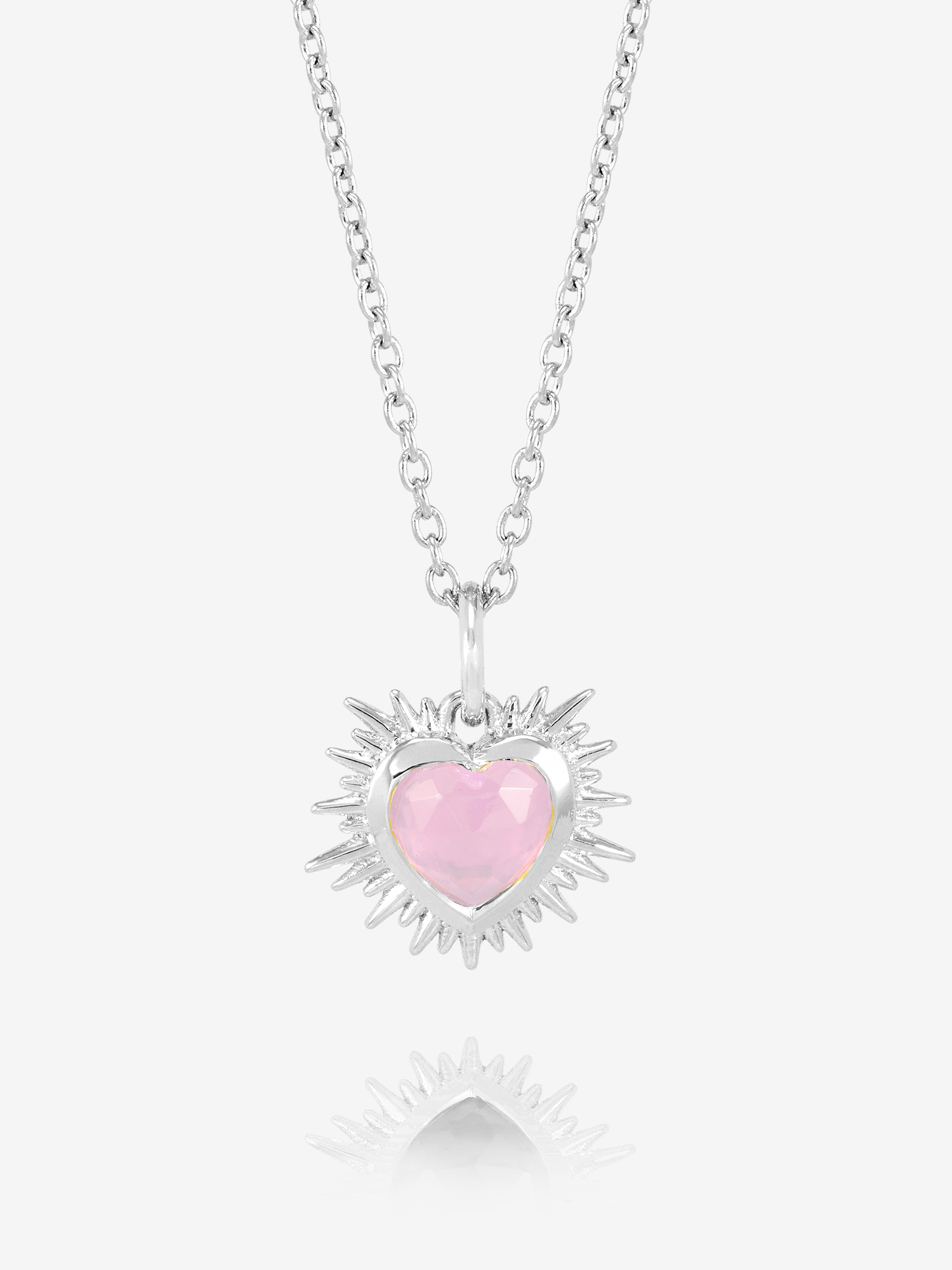 Rachel Jackson Electric Love Birthsone Heart Necklace Silver OCTOBER