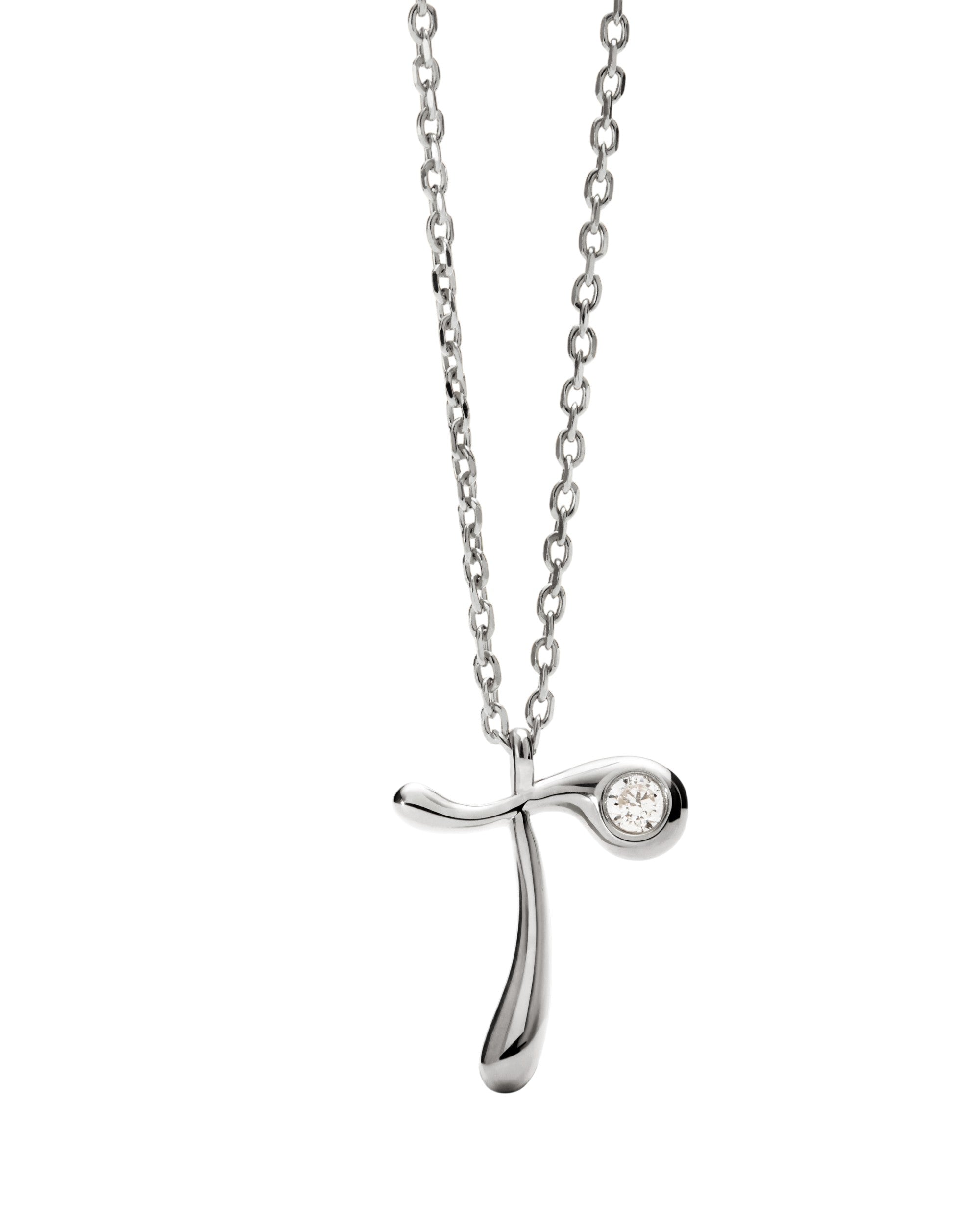 PDPAOLA Initial Letter Pendant T Necklace Silver