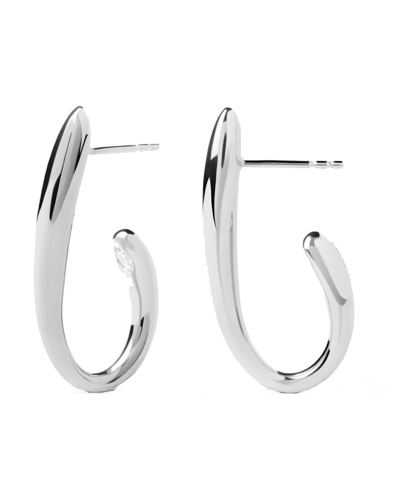 PDPAOLA Volta Hoop Earrings Silver