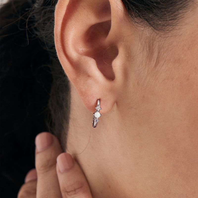 Ania Haie Silver Kyoto Opal Oval Huggie Hoop Earrings E047-01H
