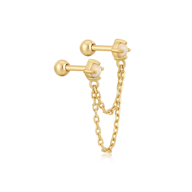 Ania Haie Gold Kyoto Opal Drop Chain Barbell Single Earring E047-06G