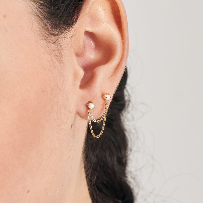Ania Haie Gold Kyoto Opal Drop Chain Barbell Single Earring E047-06G