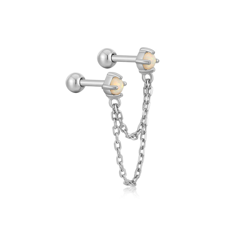 Ania Haie Silver Kyoto Opal Drop Chain Barbell Single Earring E047-06H