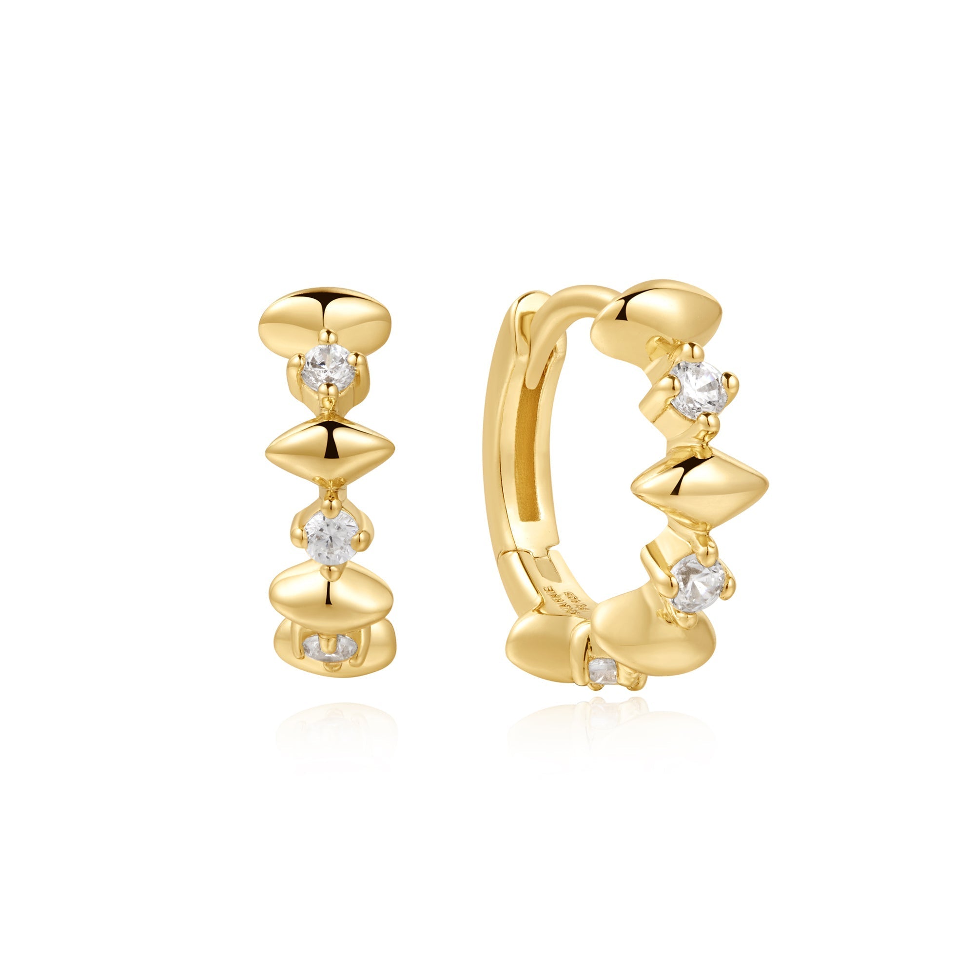 Ania Haie Gold Sparkle Huggies Art Deco Stackable Earrings