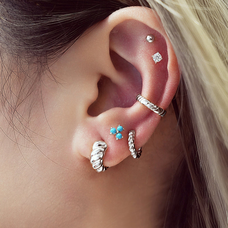 Ania Haie Silver Texture Small Huggie Hoop Earrings