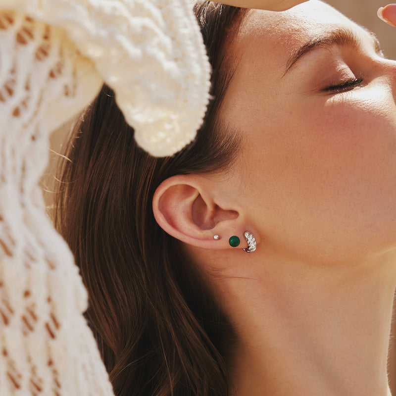 Ania Haie Silver Malachite Sphere Stud Earrings