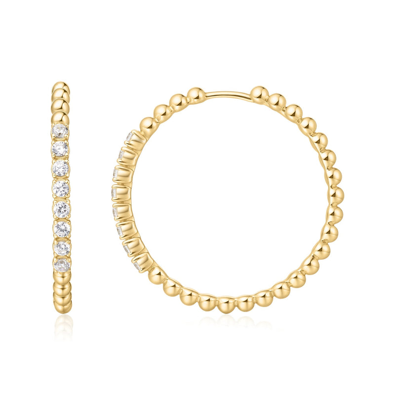 Ania Haie Gold Large Claw Sphere Beaded Hoop Earrings