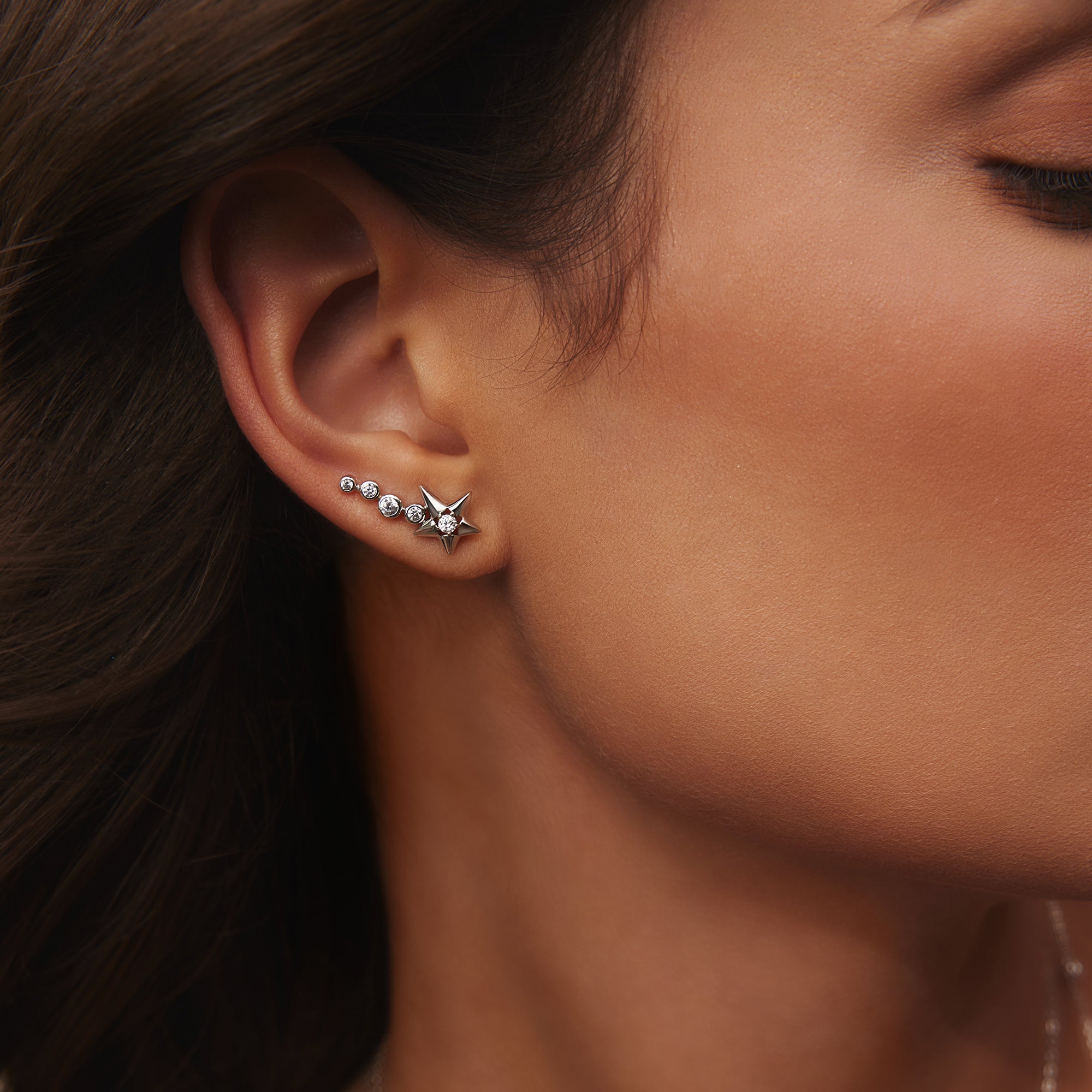 Silver Meteor Climber Earrings Dreamy Star Inspired Whimsical Charm