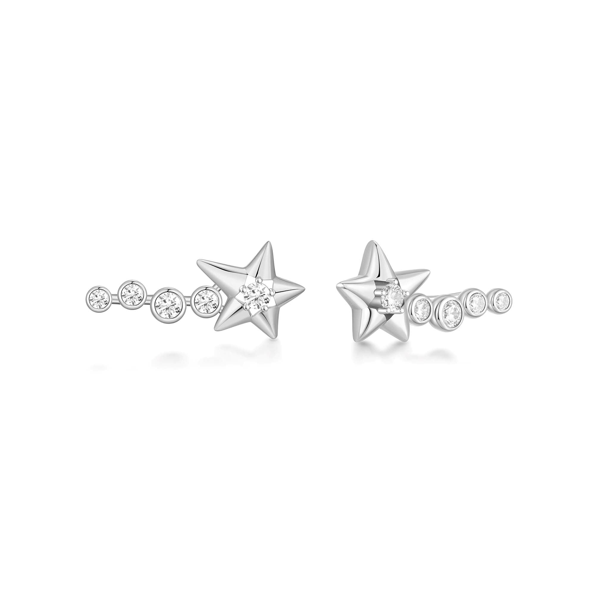 Silver Meteor Climber Earrings Dreamy Star Inspired Whimsical Charm