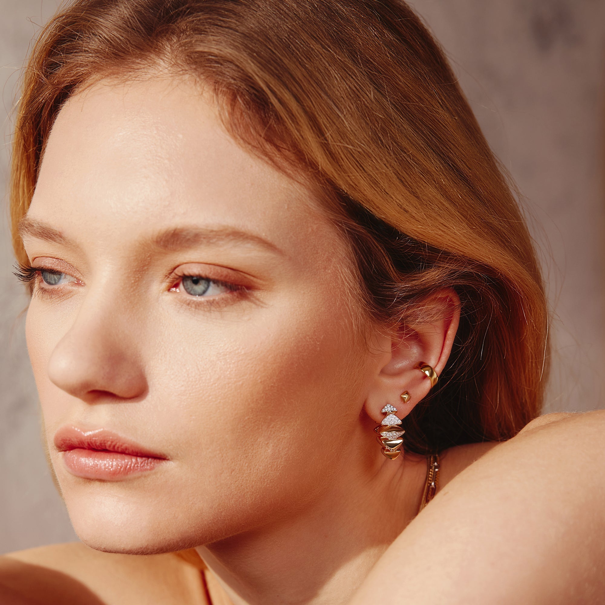 Ania Haie Gold Pyramid Stud Earrings Modern Sterling Silver Glam