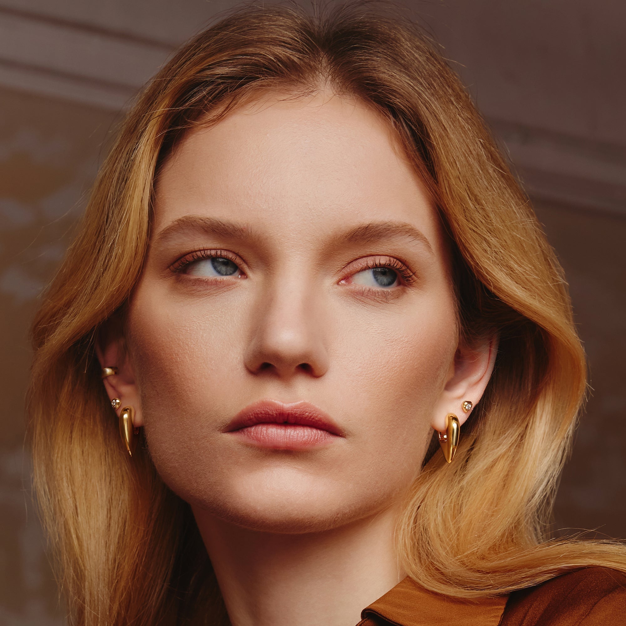 Ania Haie Gold Tiger Eye Huggie Hoops Elegant Modern Jewelry