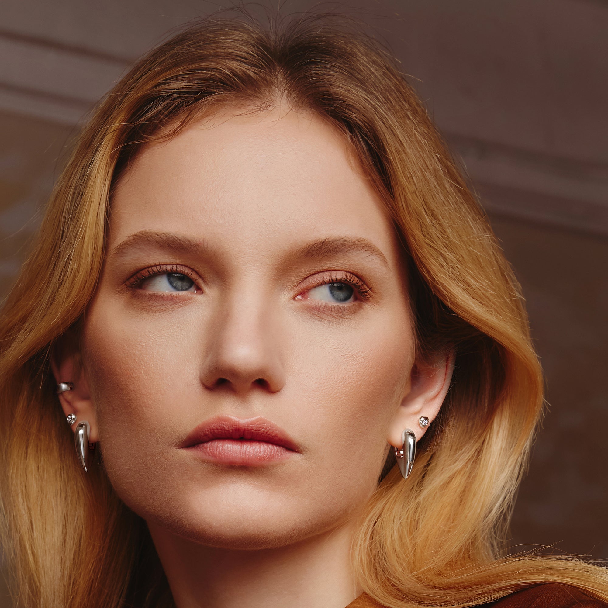 Ania Haie Silver Tiger Eye Hoops Stylish Modern Statement Jewelry