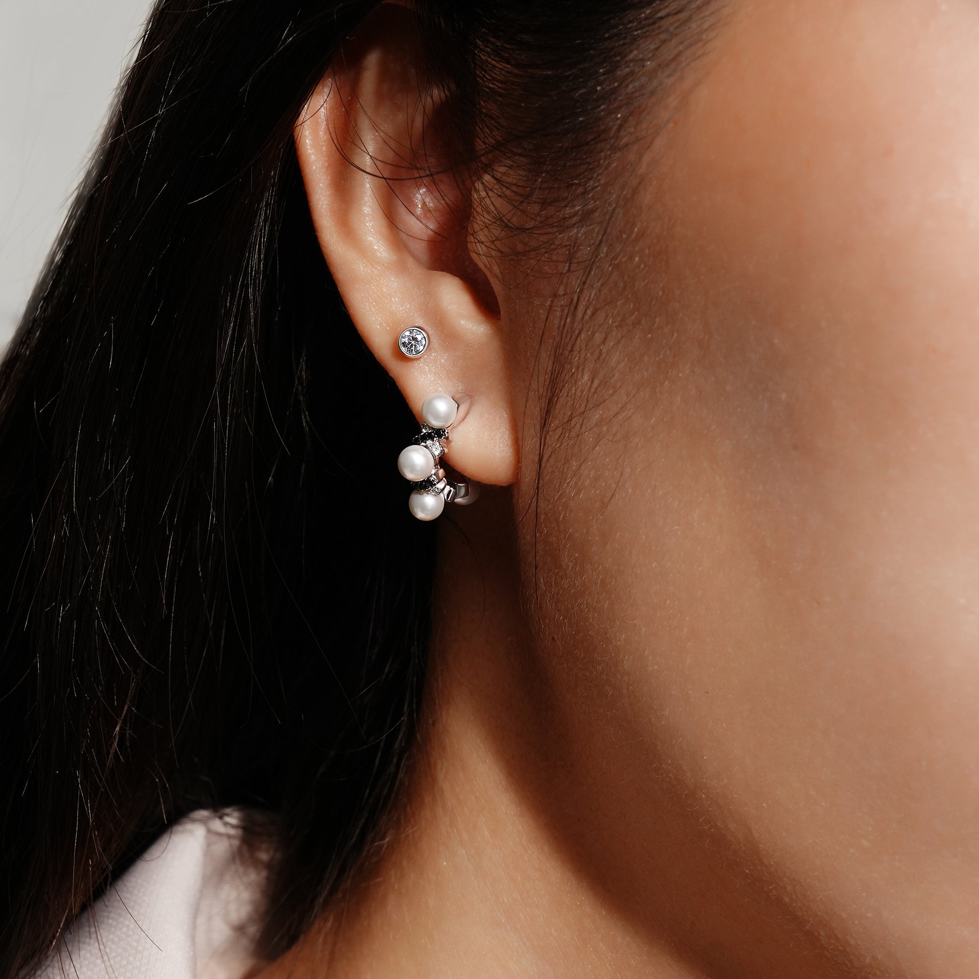 Two-Tone Braided Pearl Hoop Earrings Modern Luxury Affordable Design