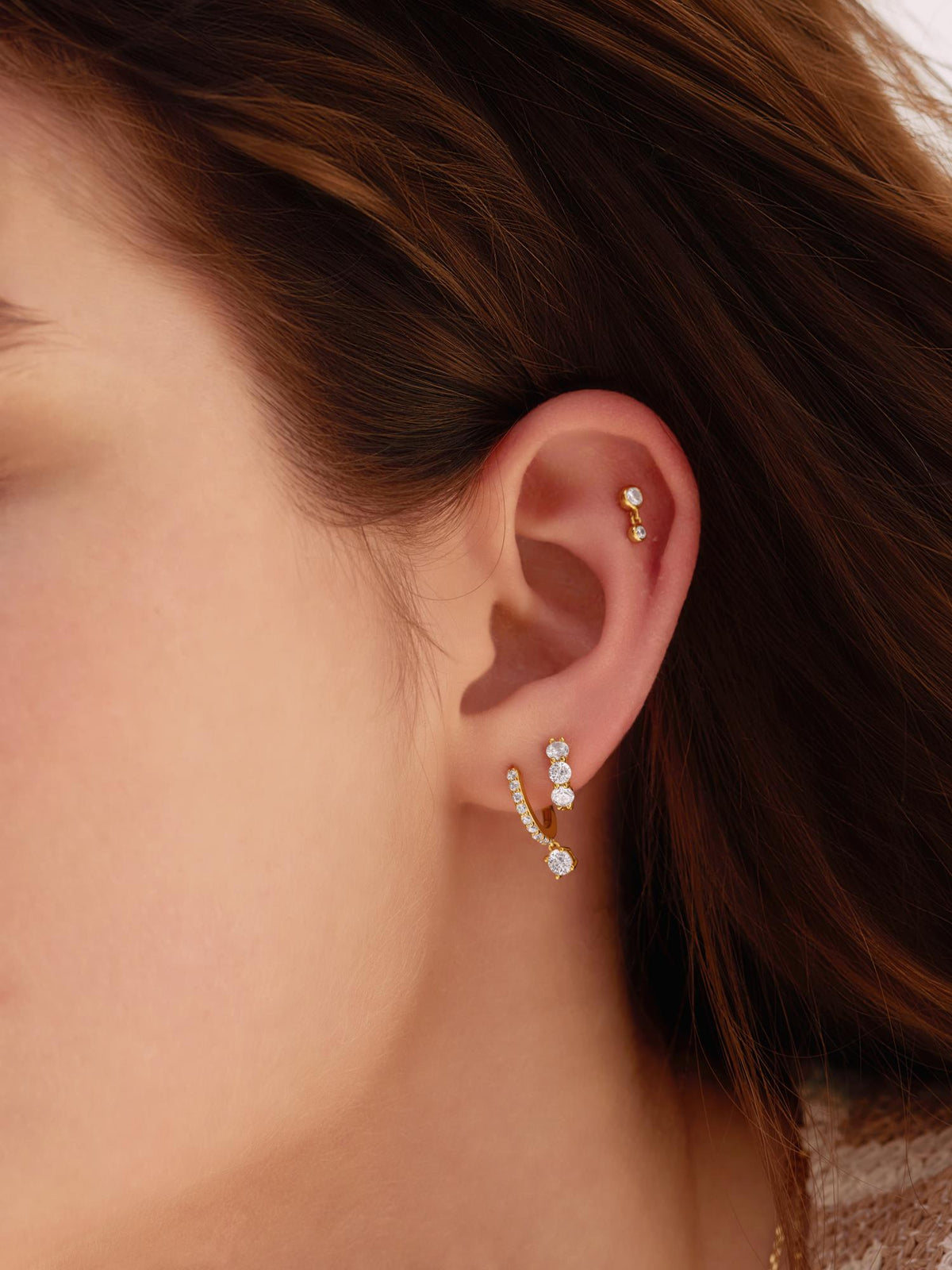 Ania Haie Gold Trio Sparkle Huggie Hoop Earrings