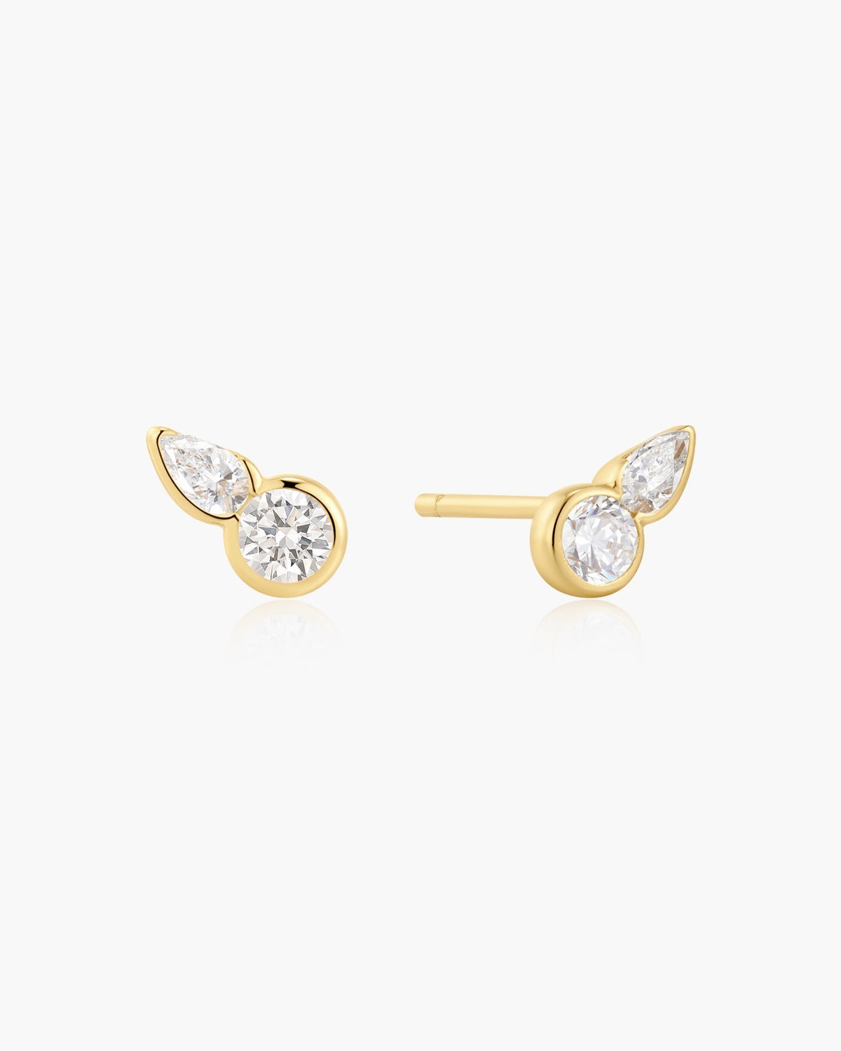 Ania Haie Gold Bezel Round & Teardrop Stud Earrings E076-01G E076-01G front packshot