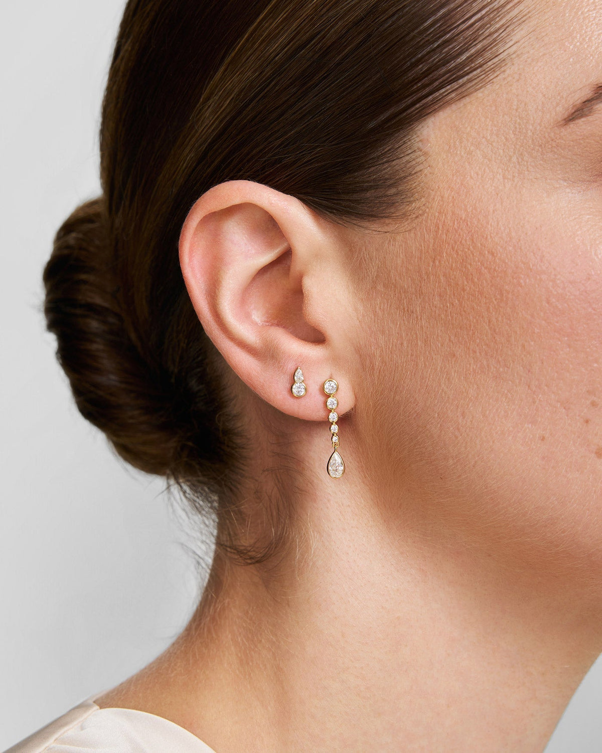 Ania Haie Gold Bezel Round & Teardrop Stud Earrings E076-01G E076-01G view 2